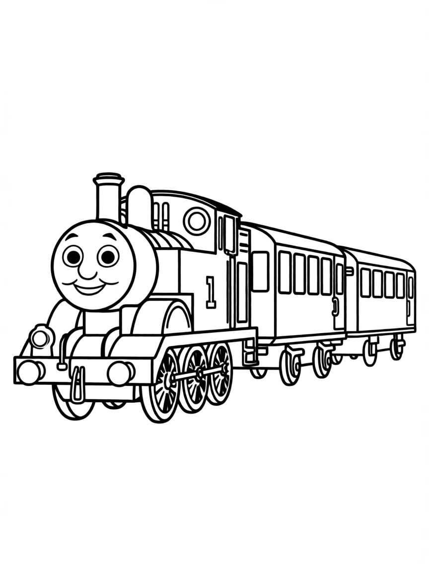 (Thomas & Friends TV show) James pulling the passenger coaches.