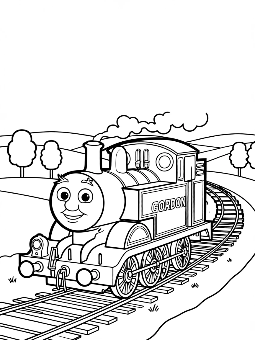 (Thomas & Friends TV show) Gordon steaming through the countryside.