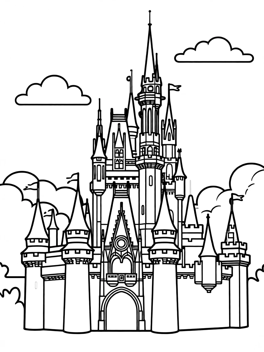 A simple outline of Cinderella Castle at Walt Disney World, Orlando.