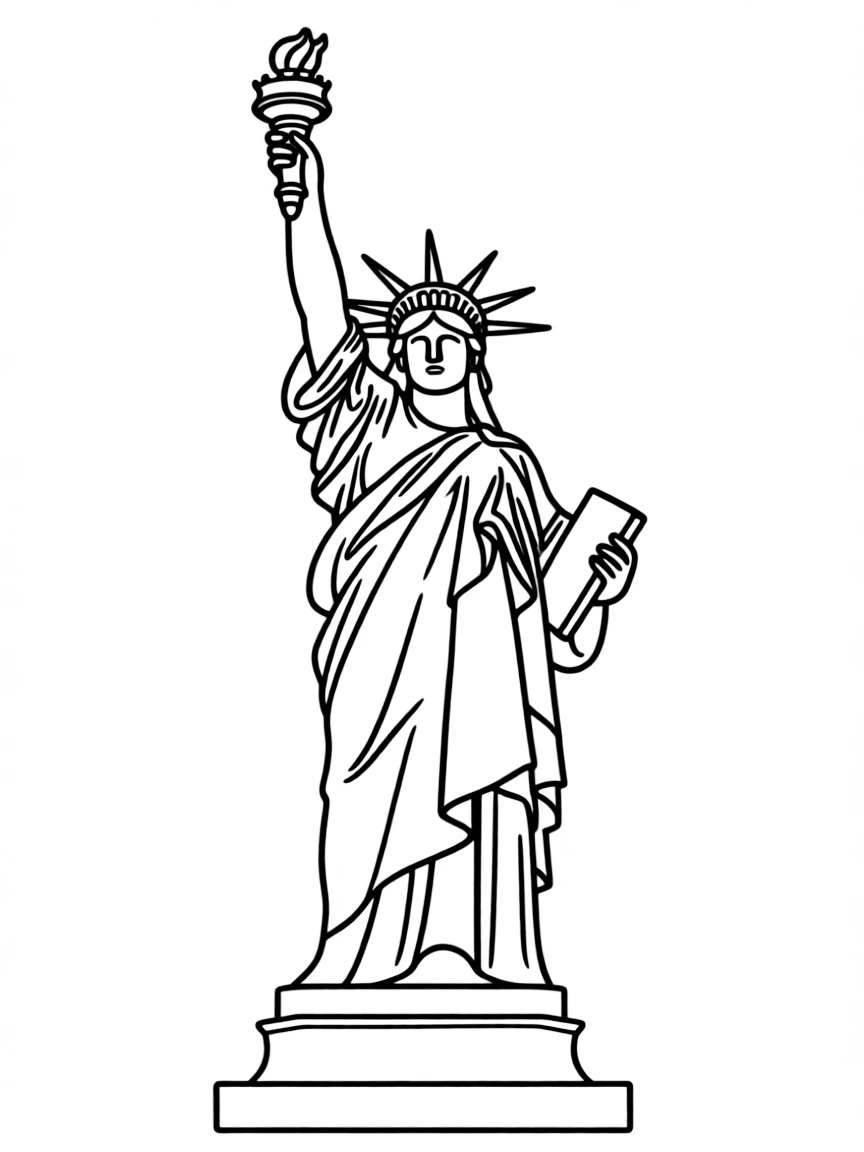 A simple outline of the Statue of Liberty in New York City.