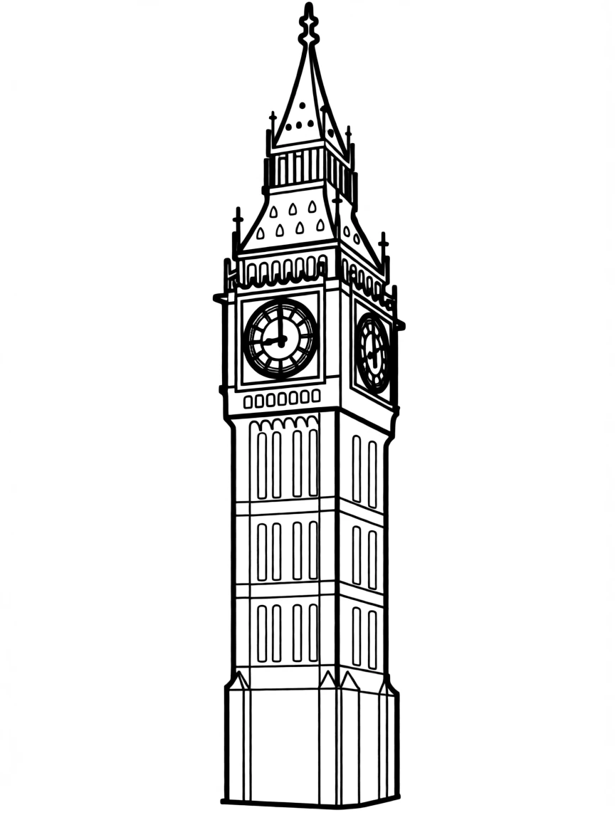 A simple outline of the Big Ben in London.