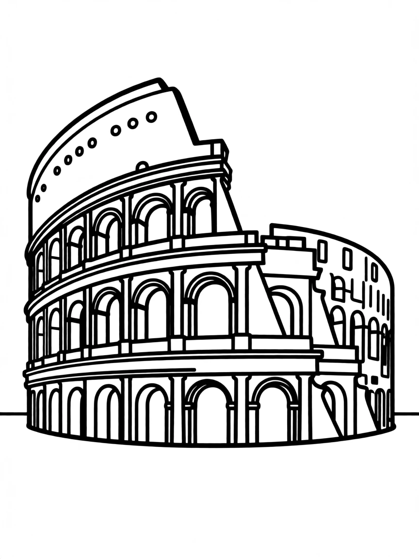 A simple outline of the Colosseum in Rome.
