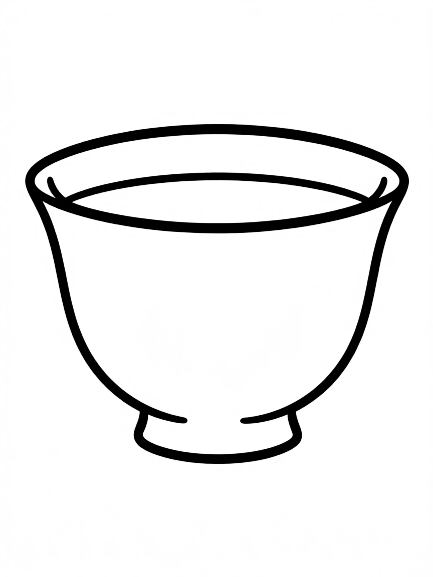 A simple outline of a Chinese teacup for coloring.