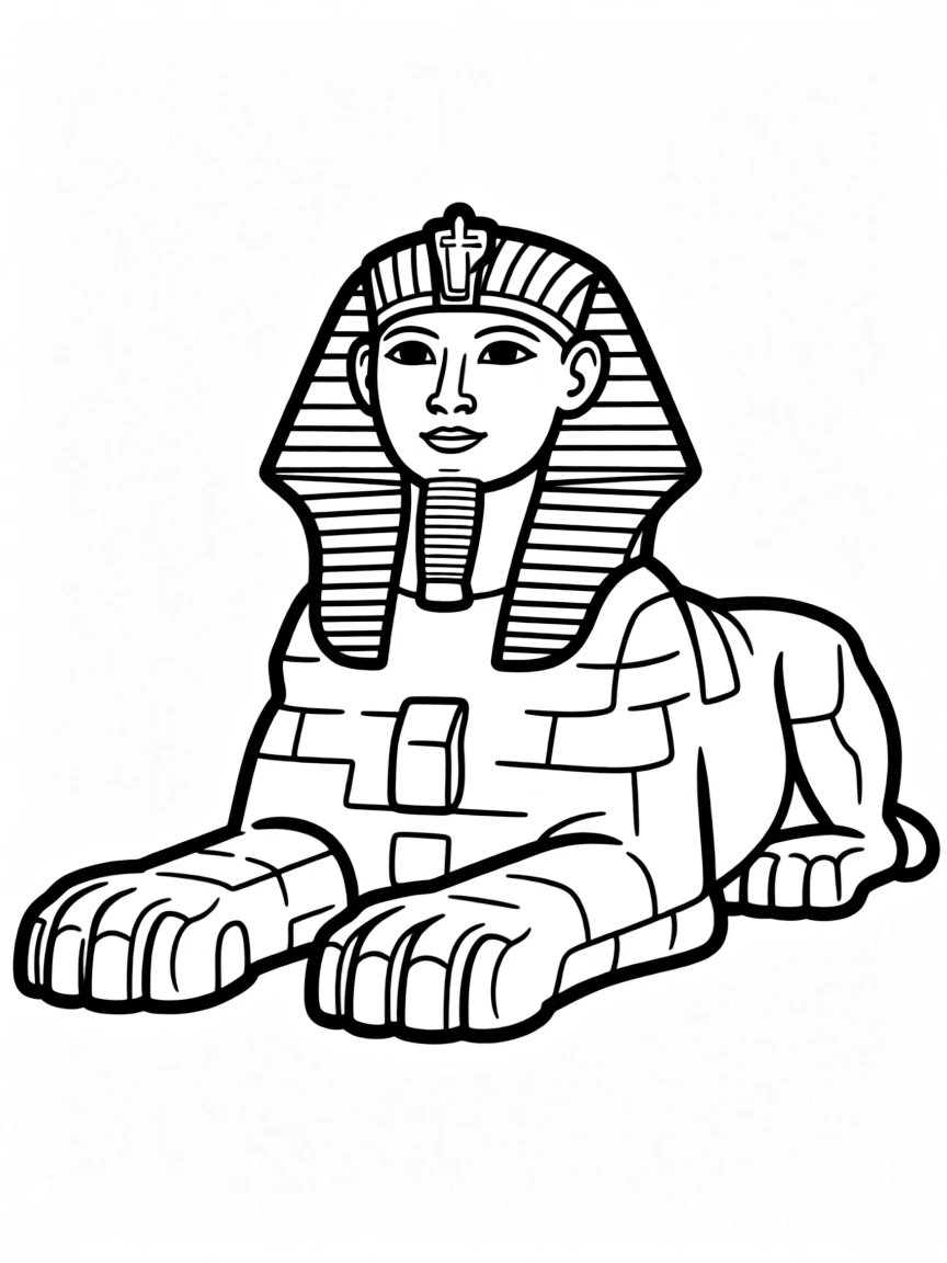 A simplified drawing of the Sphinx for coloring.
