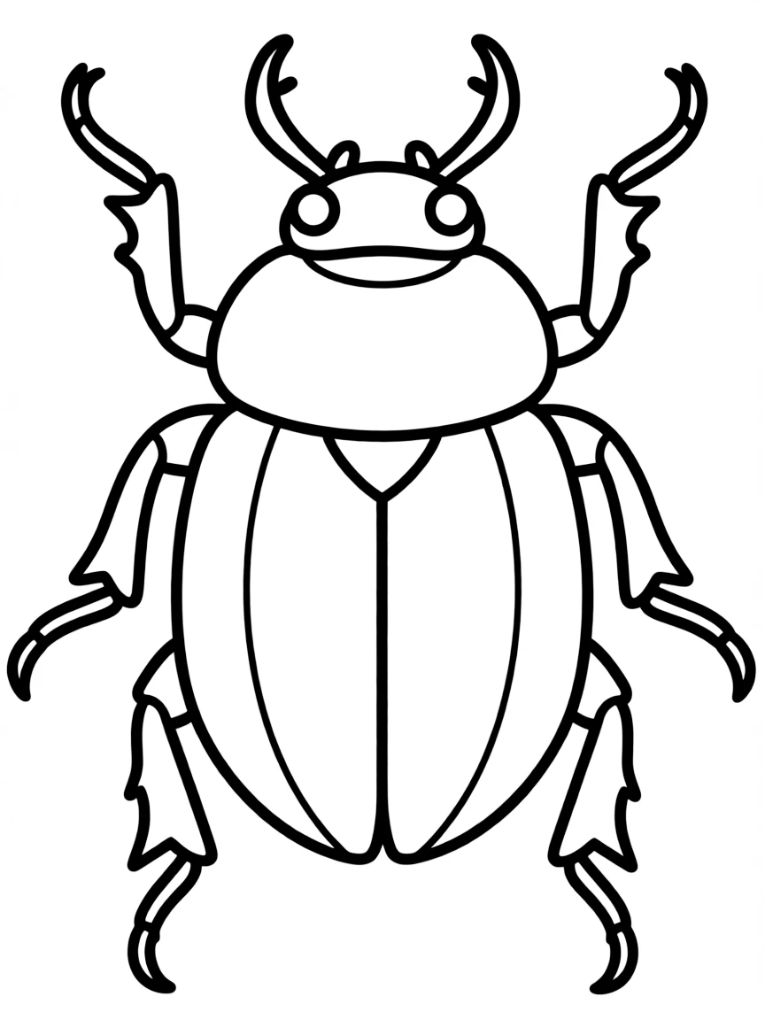 A simplified drawing of a scarab beetle for coloring.