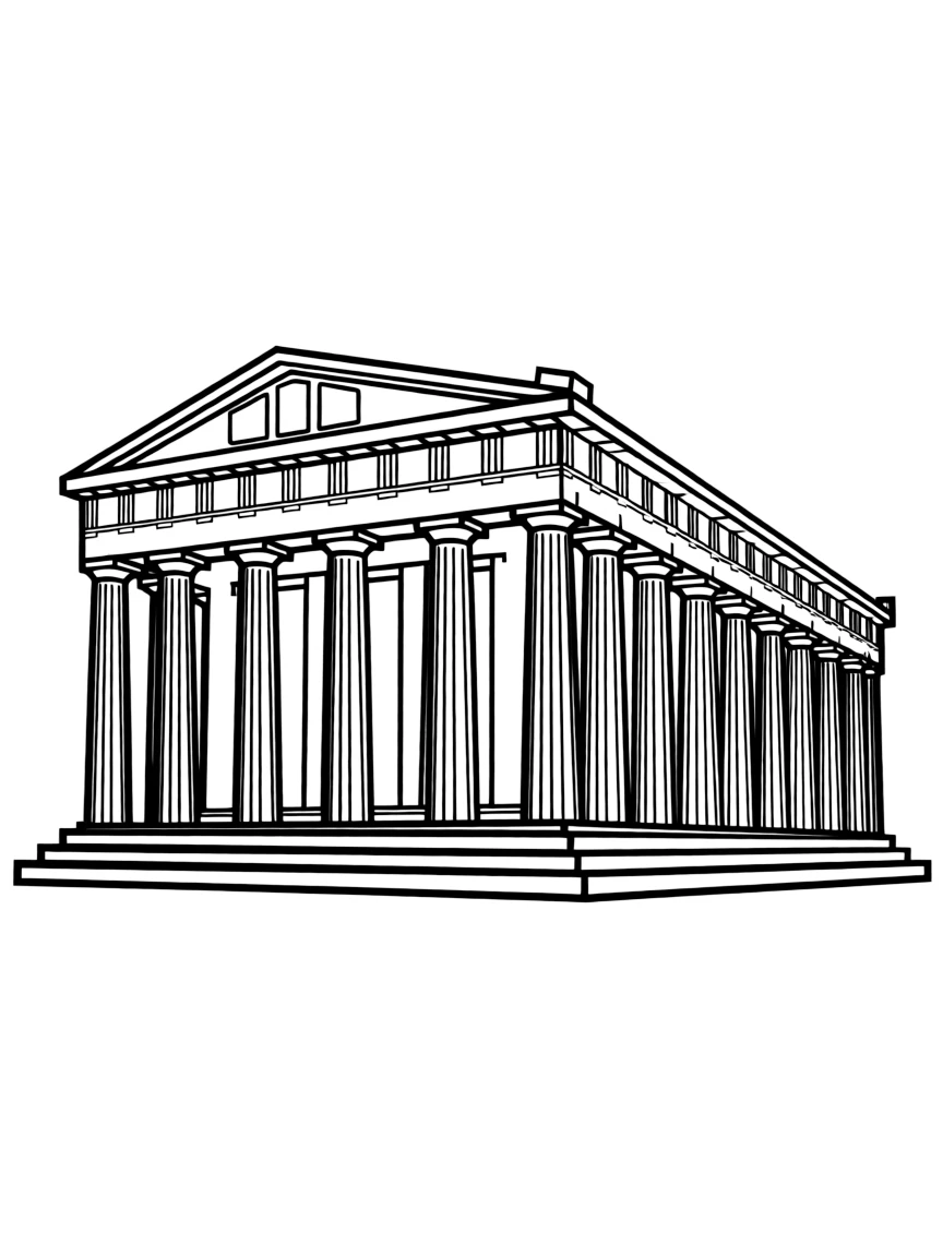 A simple outline of the Parthenon in Athens, Greece.