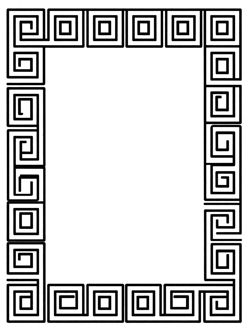 A simple outline of a Greek key pattern for coloring.