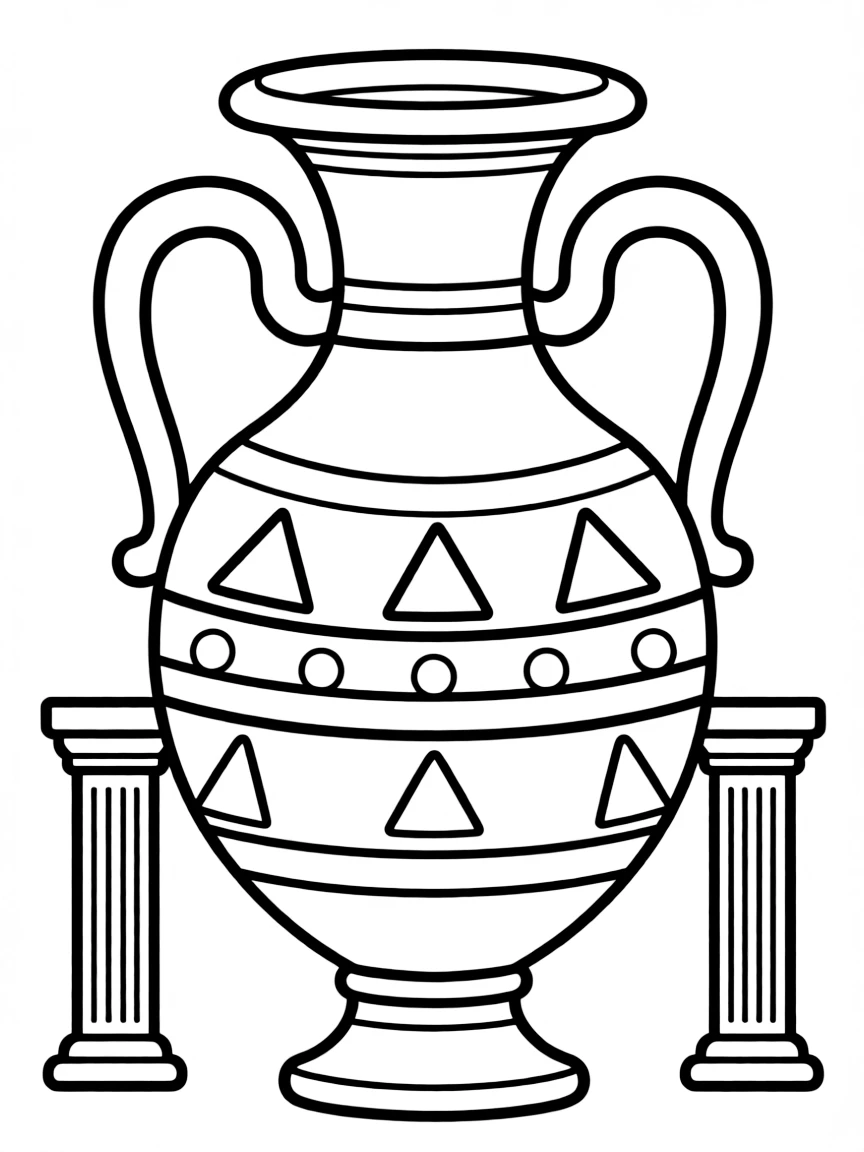 A simplified drawing of a Grecian urn for coloring.