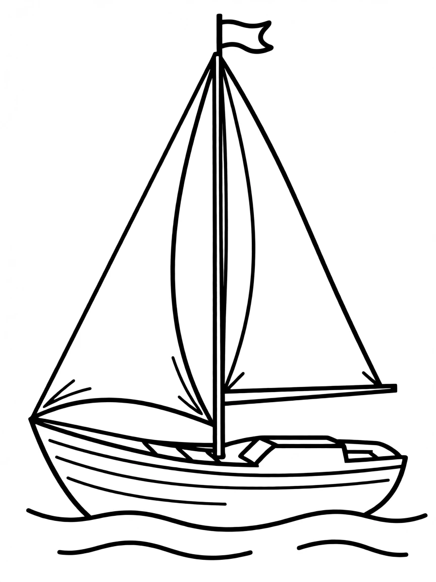 A simple outline of a Greek sailboat for coloring.