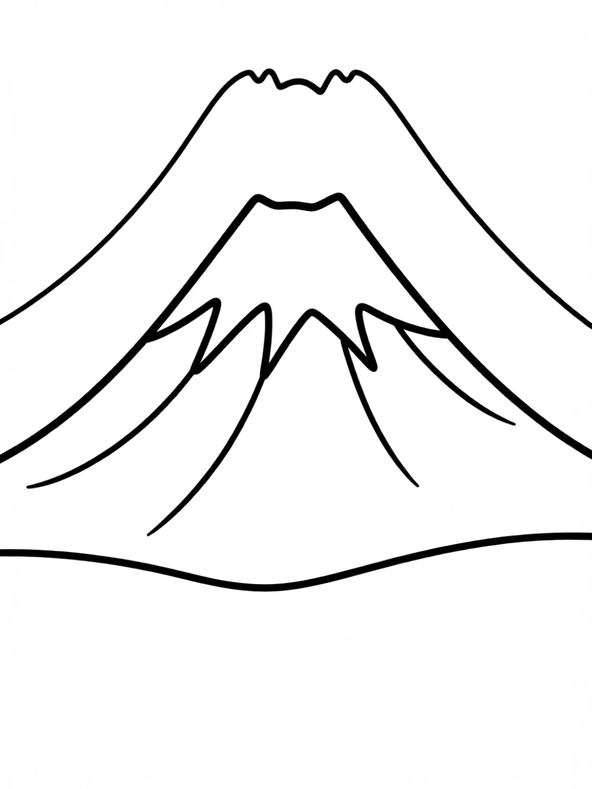 A simple outline of Mount Fuji in Japan.