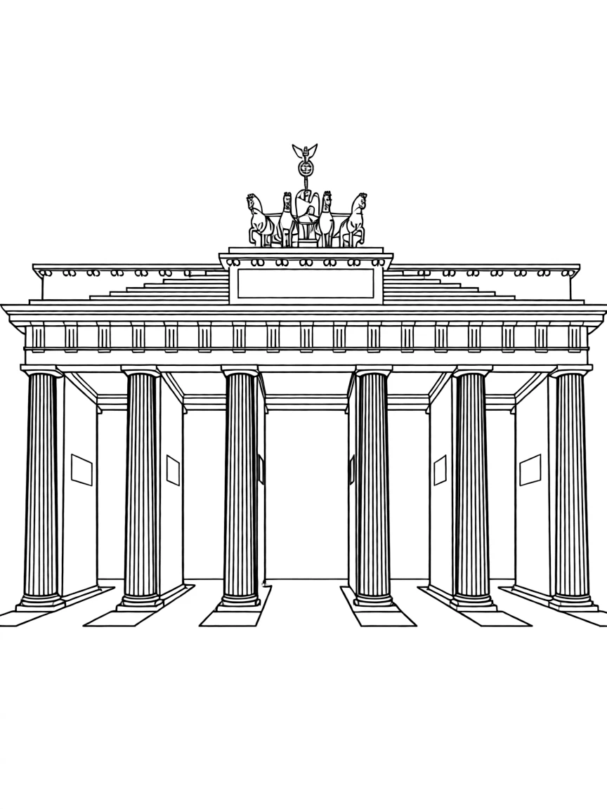 A simple outline of the Brandenburg Gate in Berlin, Germany.