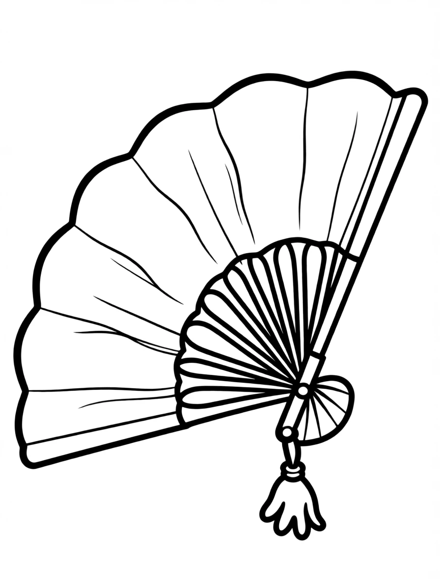 A simplified drawing of a Spanish fan for coloring.