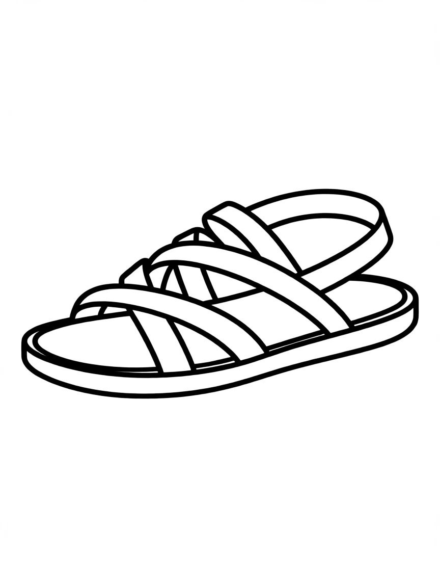A simple outline of a Greek sandal for coloring.