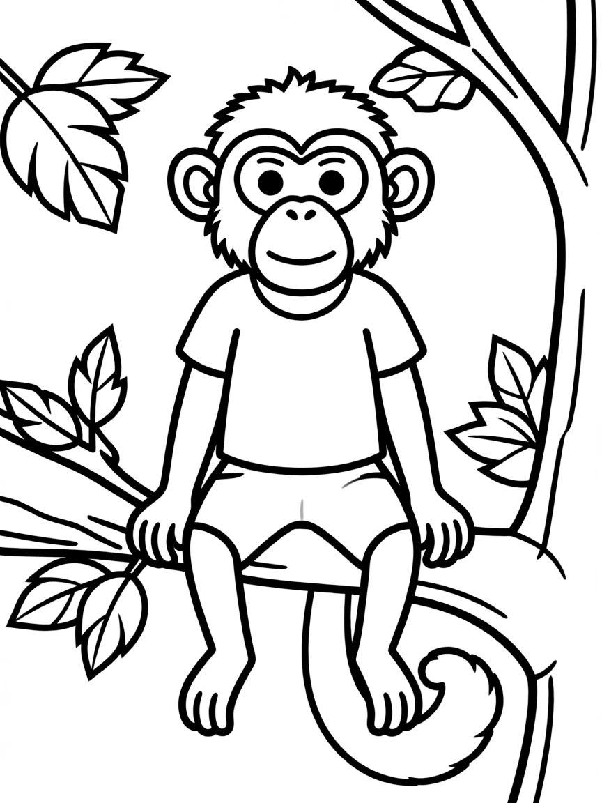 A drawing of a simplified proboscis monkey for coloring.