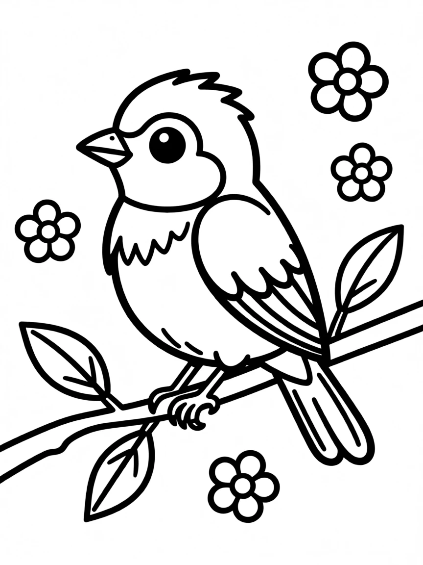 A cute drawing of a tiny Indian bird for coloring.