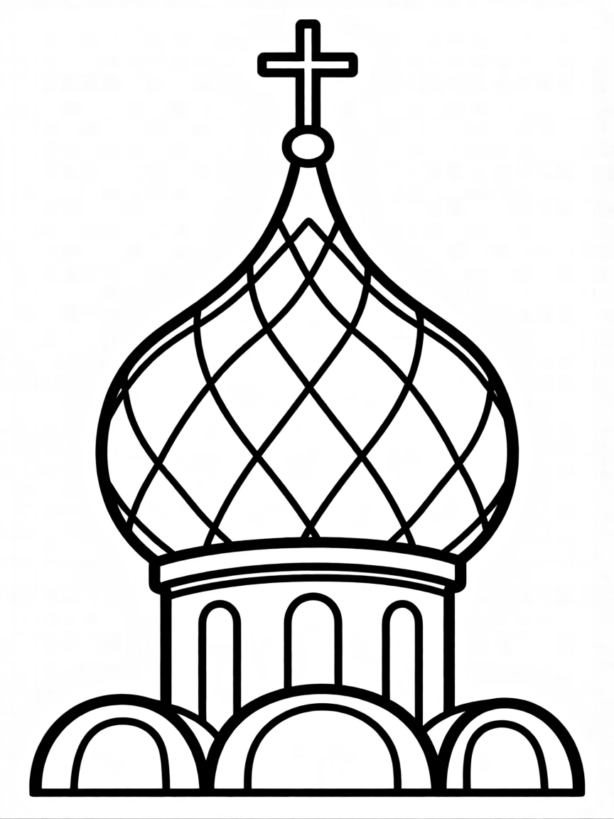 A simplified drawing of a Russian church dome for coloring.