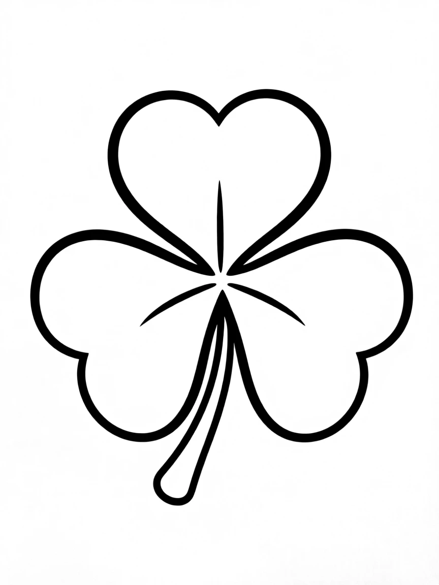 A simplified drawing of a shamrock for coloring.