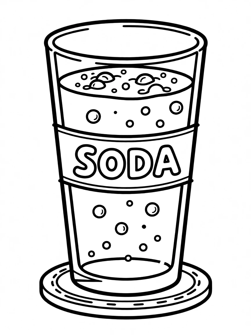 A cute drawing of a pint of green soda for coloring.