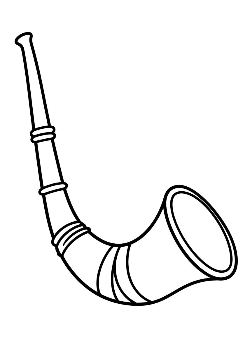 A simplified drawing of an Alpine horn for coloring.