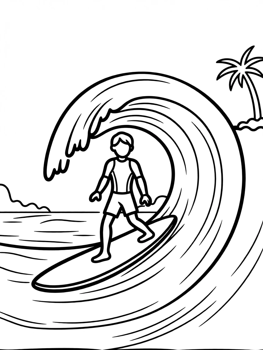 A simple outline of a surfer riding a wave in Australia.