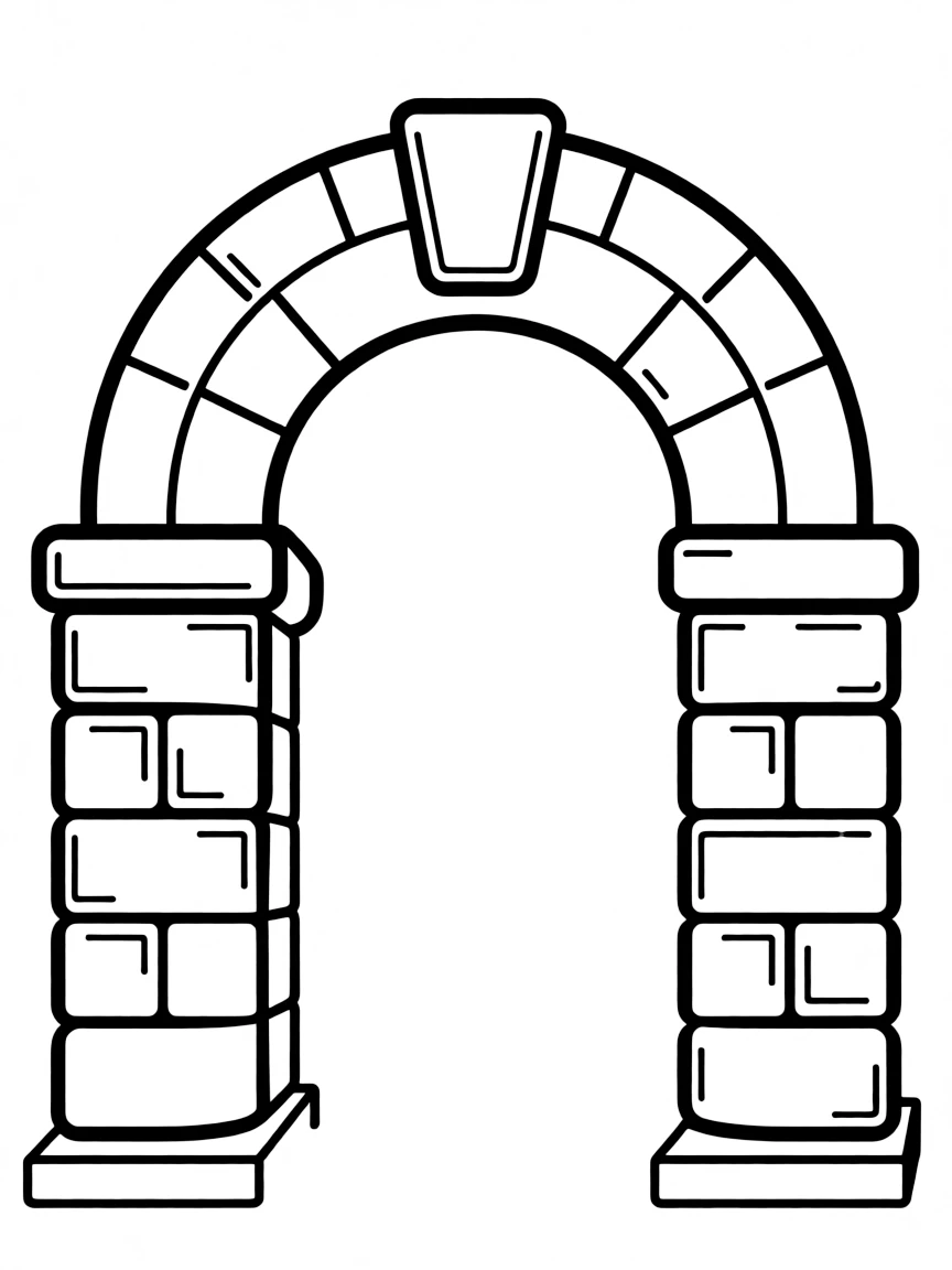 A simple outline of a Roman arch for coloring.