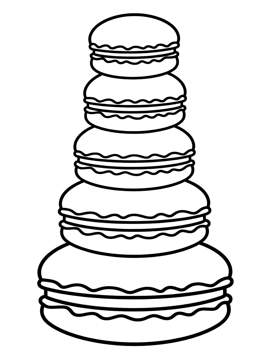 A simplified drawing of a French macaron tower.