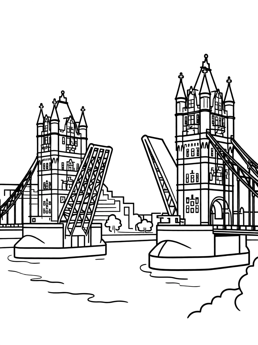 A simple outline of the Tower Bridge opening.