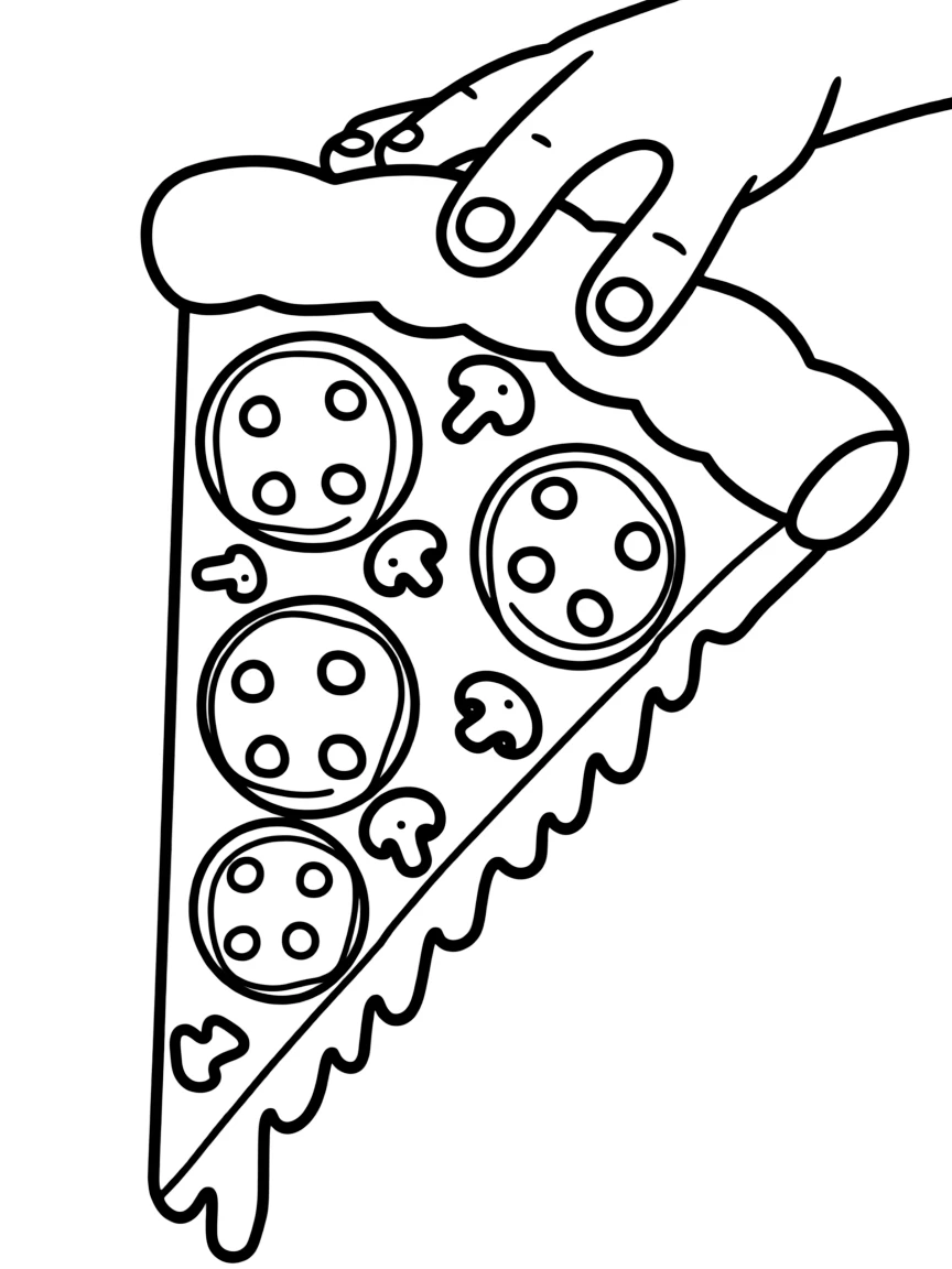 A simplified drawing of a New York City pizza slice.