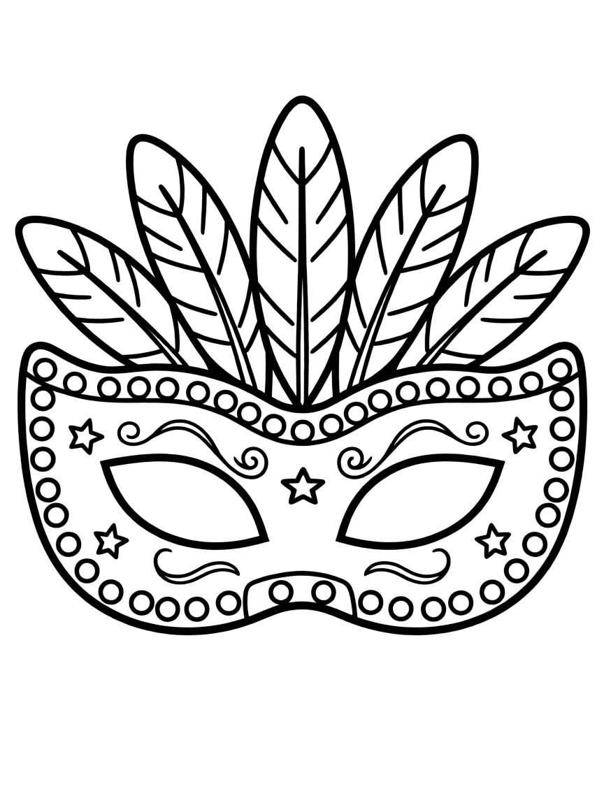 A simplified drawing of a vibrant carnival mask.