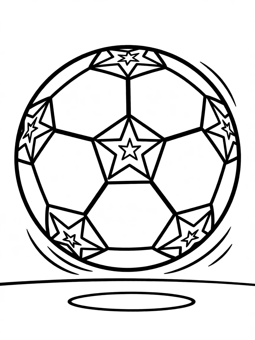 A drawing of a simplified Brazilian soccer ball.