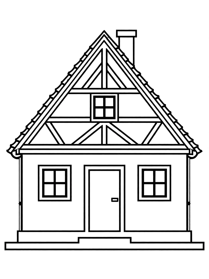 A simple outline of a traditional German house.