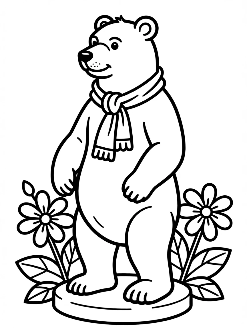 A simplified drawing of a Berlin bear statue.