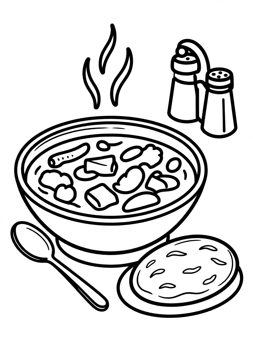 A simplified drawing of a tasty Indian curry.
