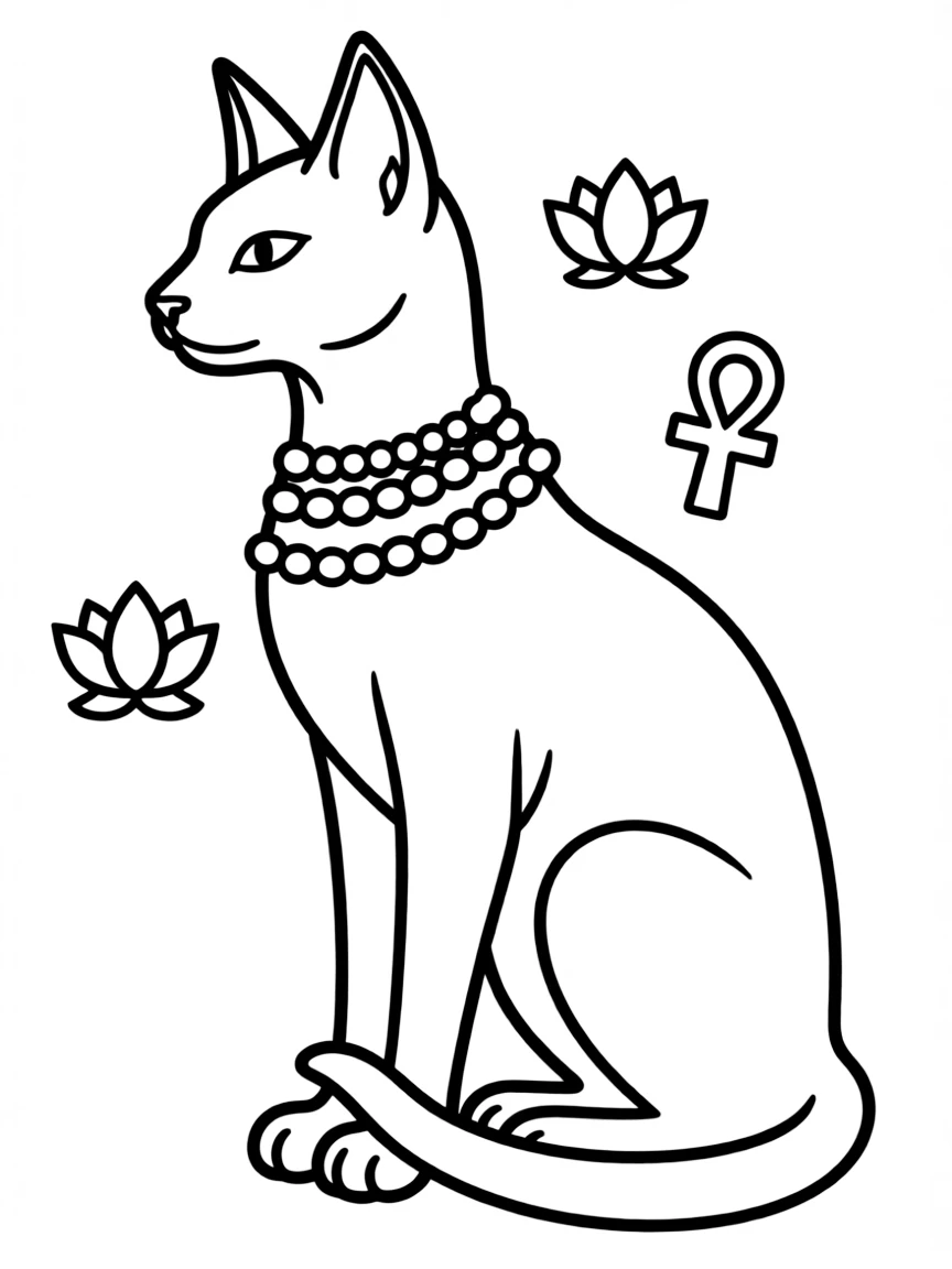 A simplified drawing of an ancient Egyptian cat.