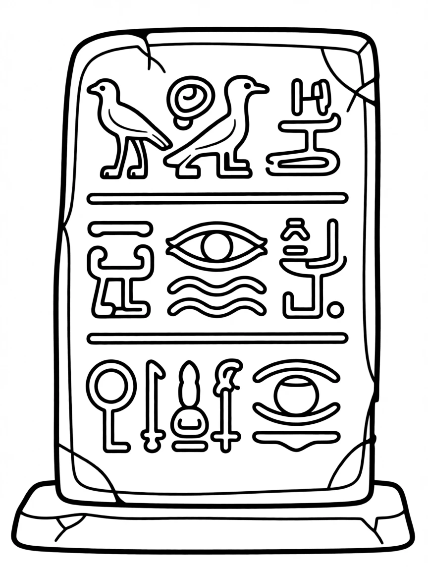 A simple outline of a hieroglyphics tablet.