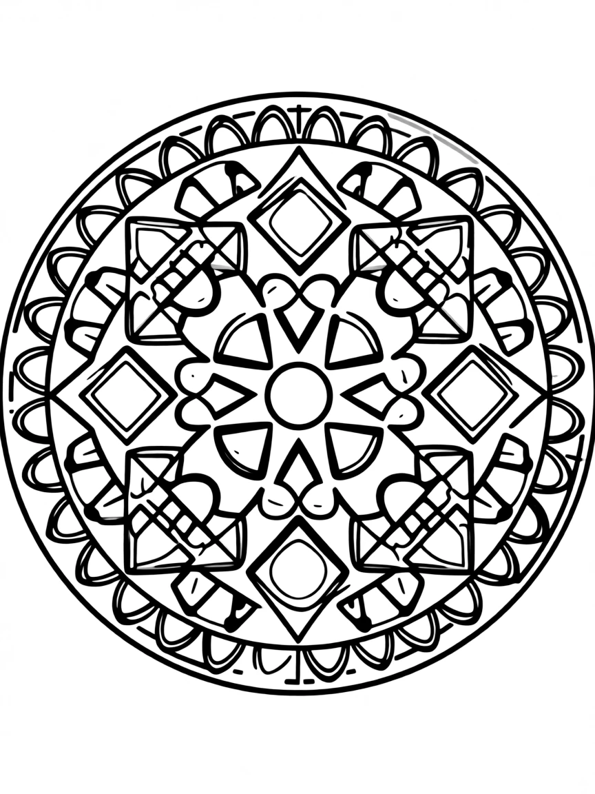 A simple outline of a colorful Spanish mosaic.