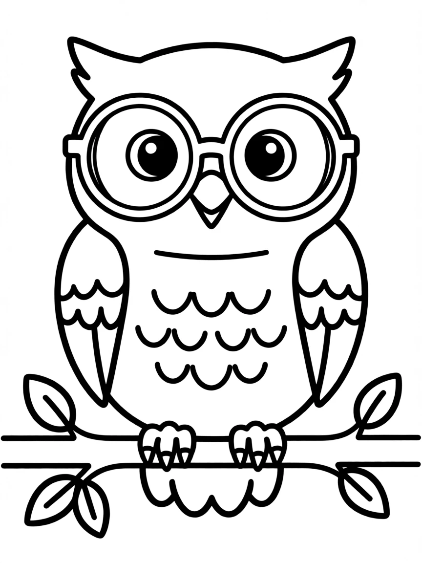 A cartoon-style drawing of a wise owl with glasses.