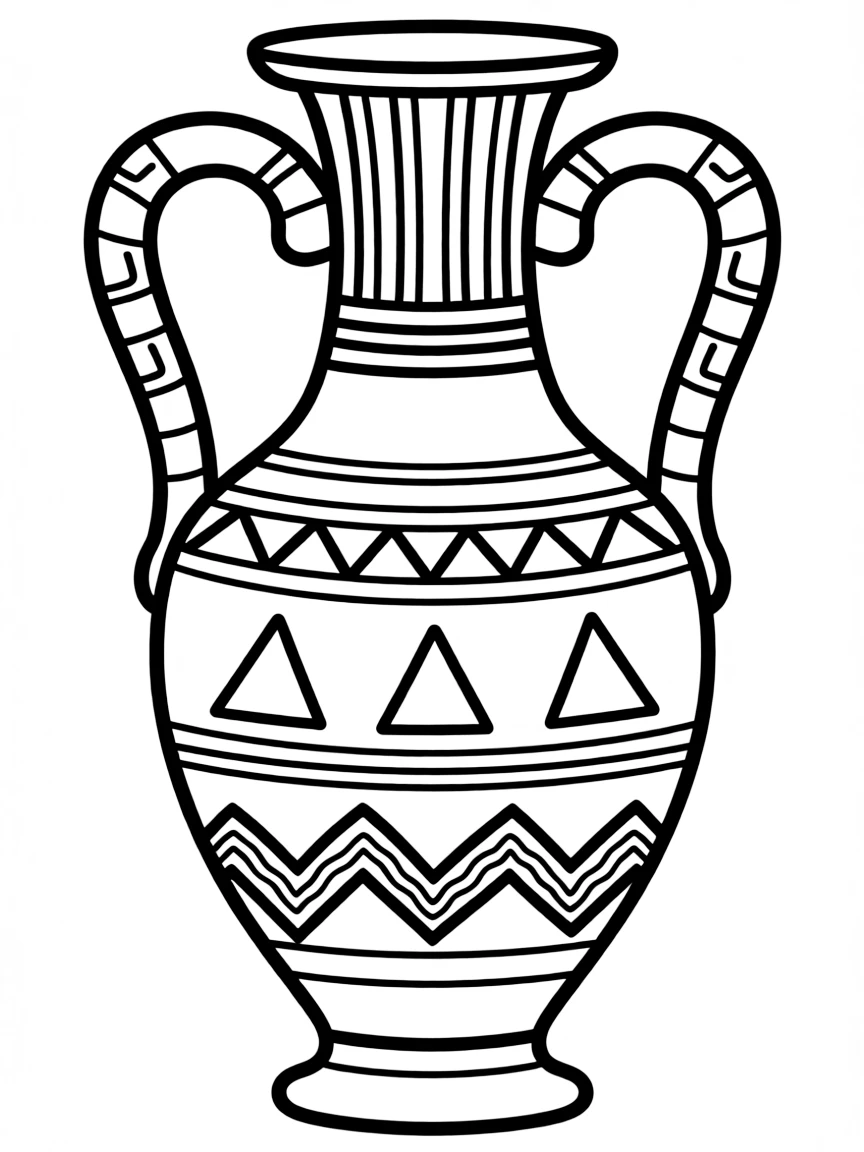 A simplified drawing of a Greek amphora vase.