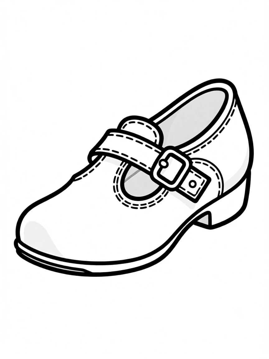 A simplified drawing of an Irish dancing shoe.