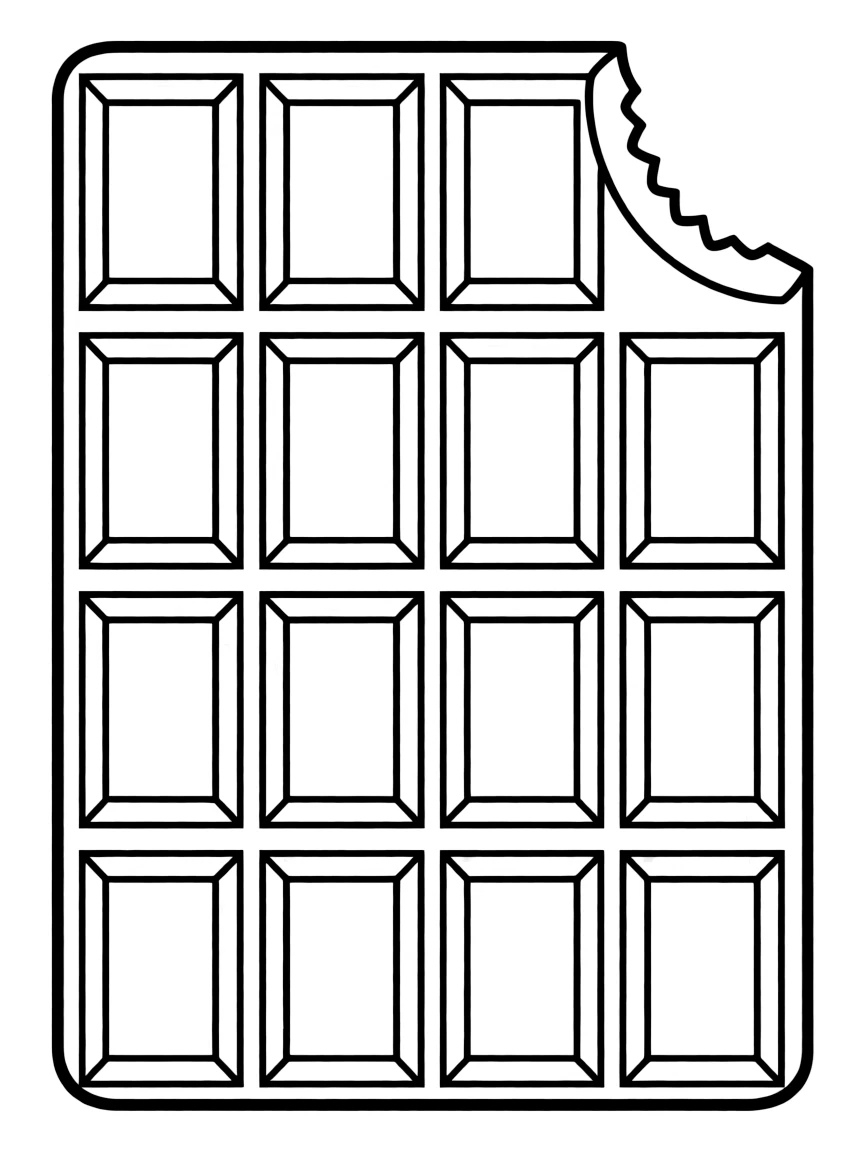 A drawing of a simplified Swiss chocolate bar with a bite missing.