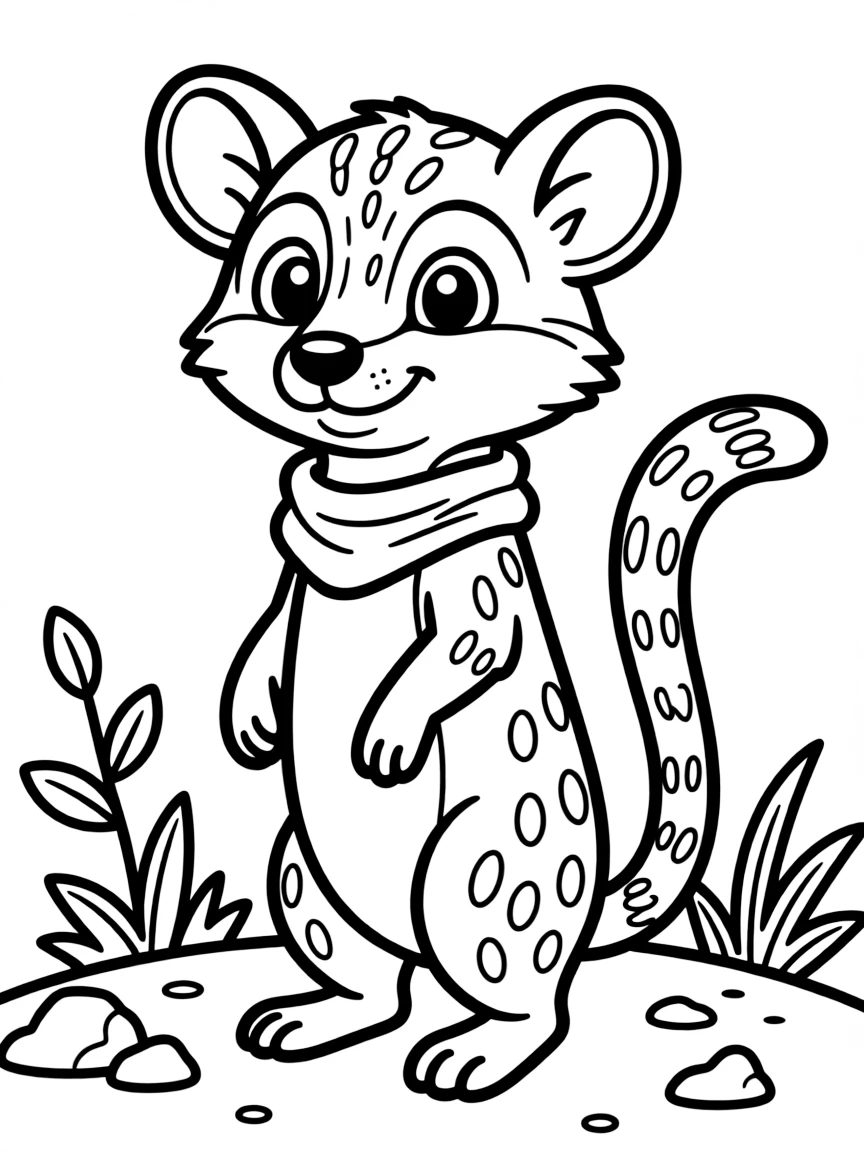 A cartoon-style drawing of a friendly mongoose.