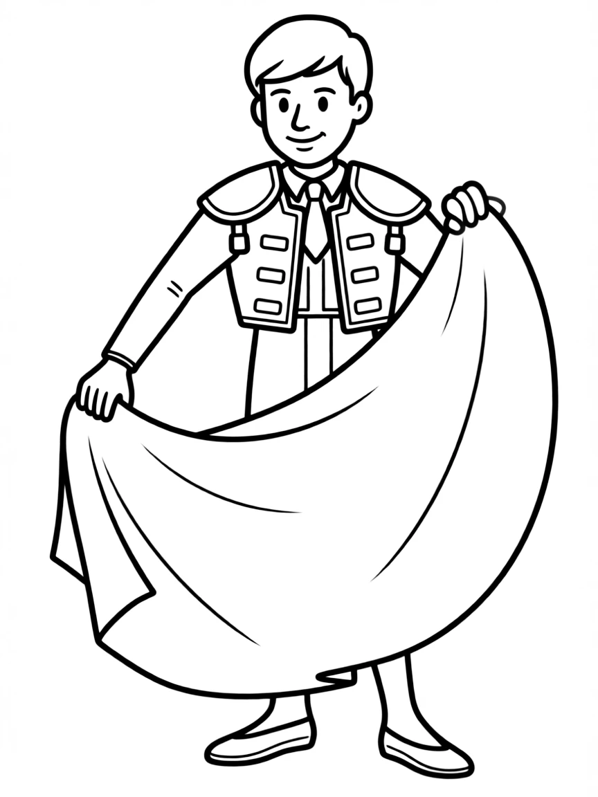 A drawing of a simplified Spanish bullfighter with a cape.
