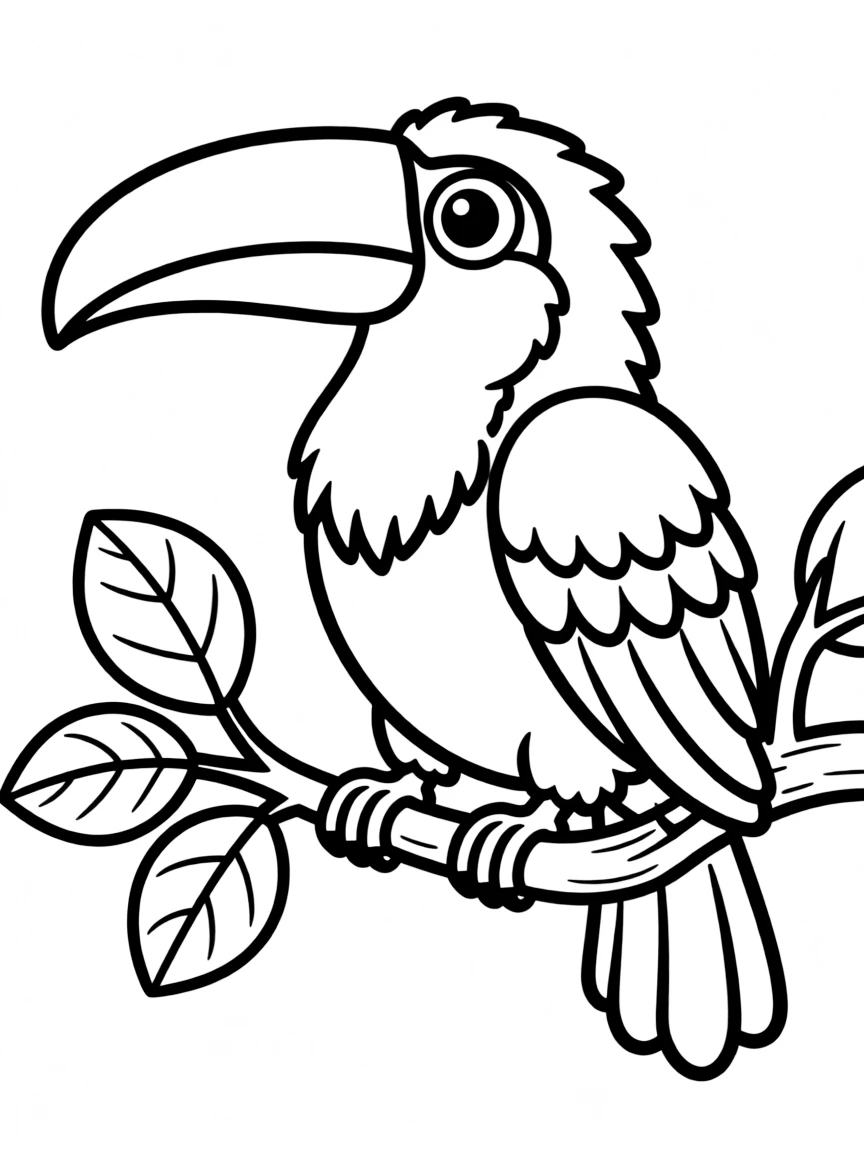 A cute drawing of a colorful toucan.