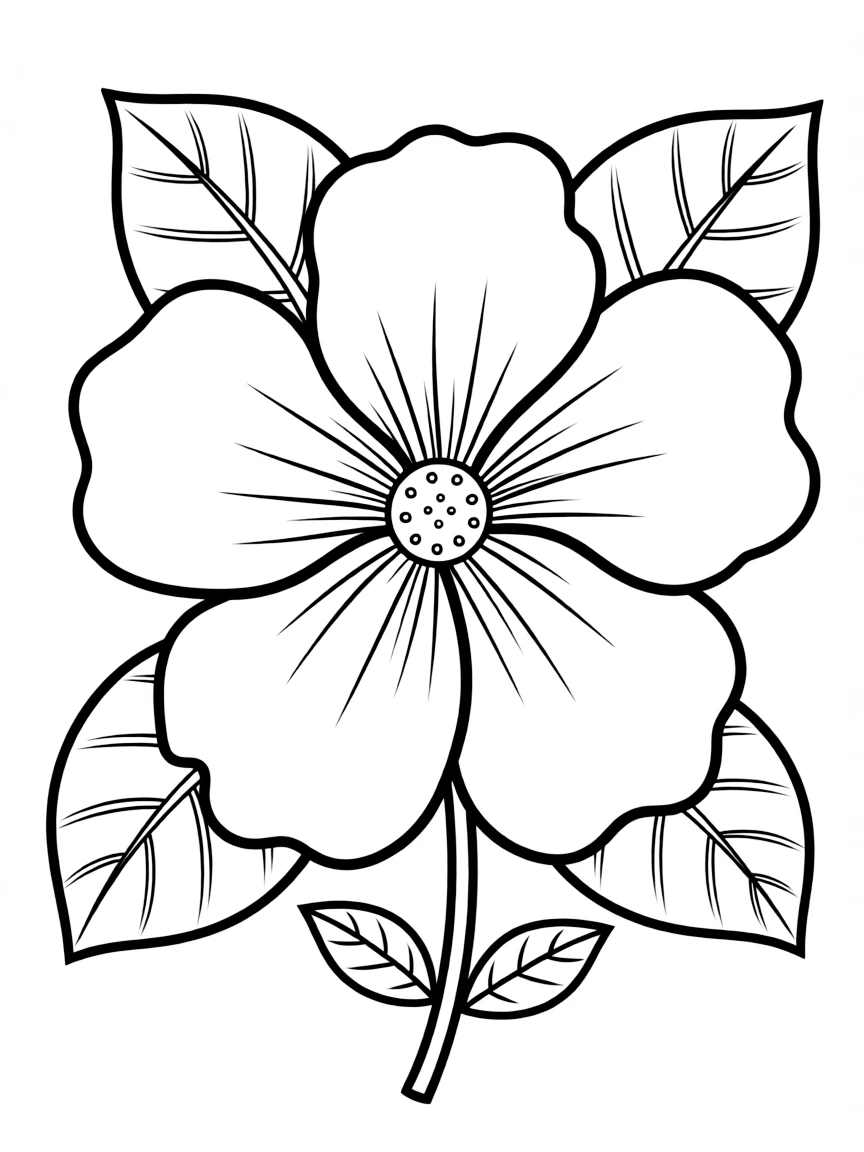 A simplified drawing of a vibrant tropical flower.