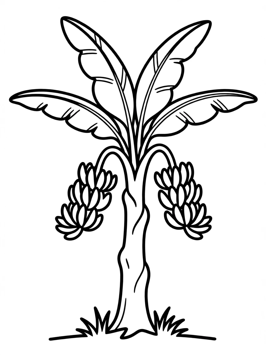 A simple outline of a banana tree.