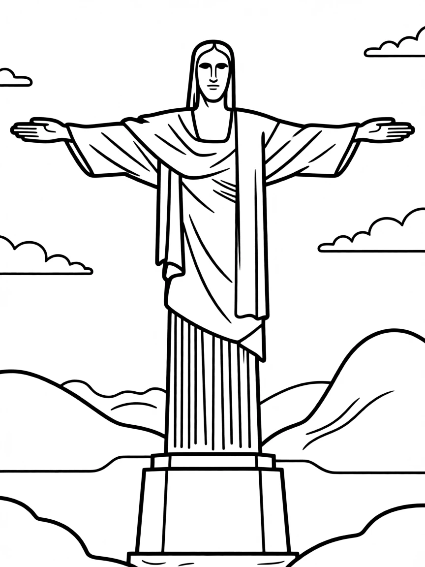 A simple outline of the Christ the Redeemer statue, Rio de Janeiro, Brazil.