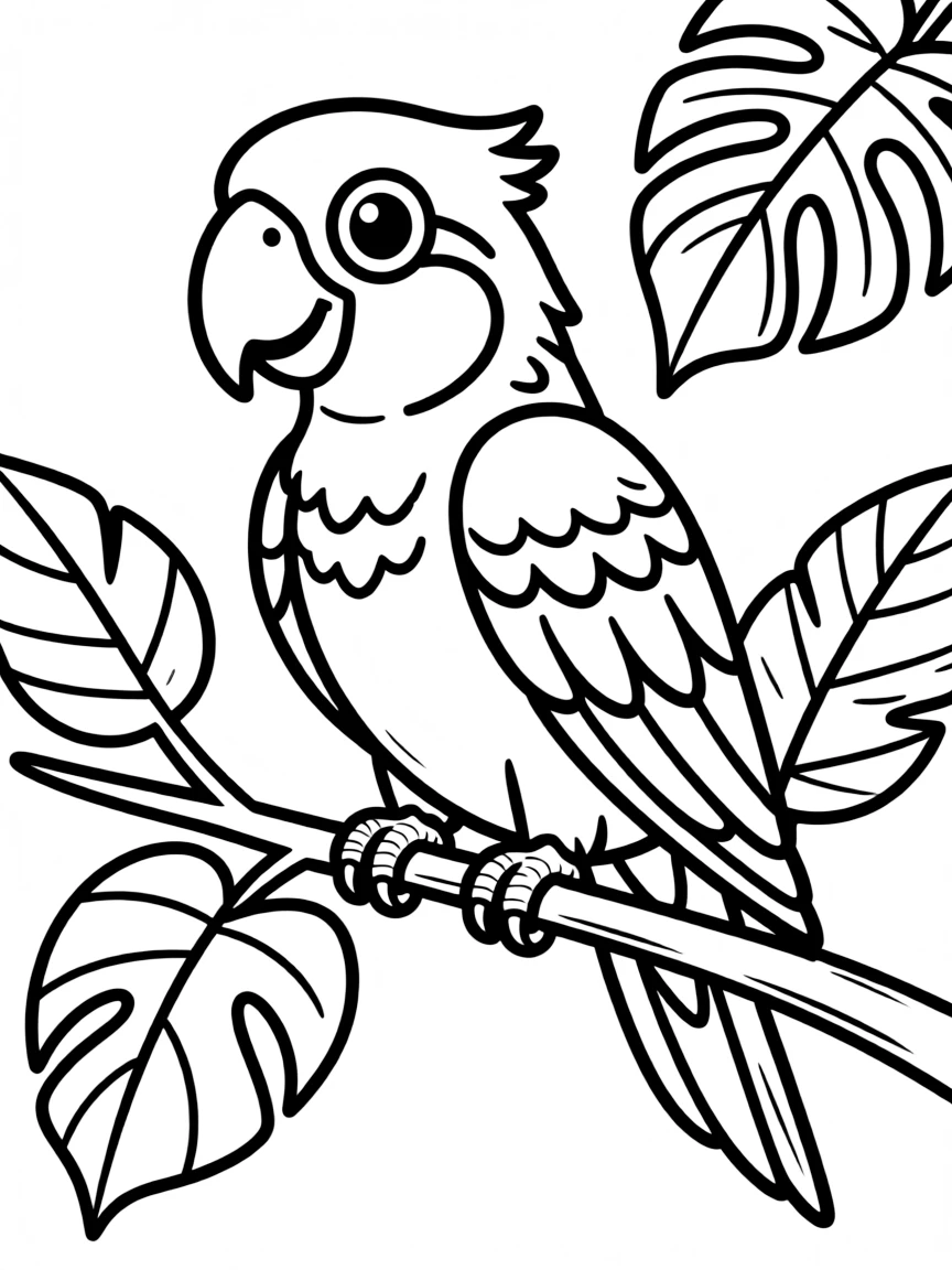 A cute drawing of a friendly parrot.
