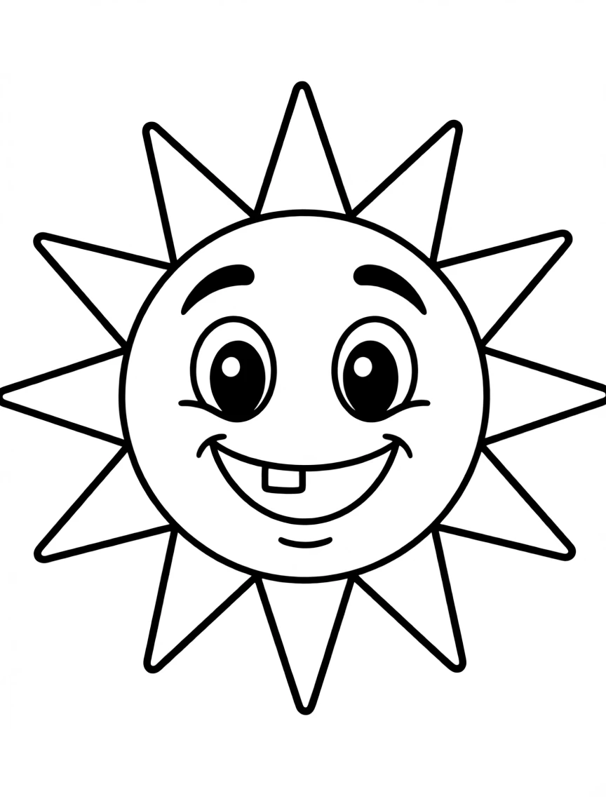 A cartoon-style drawing of a smiling sun.