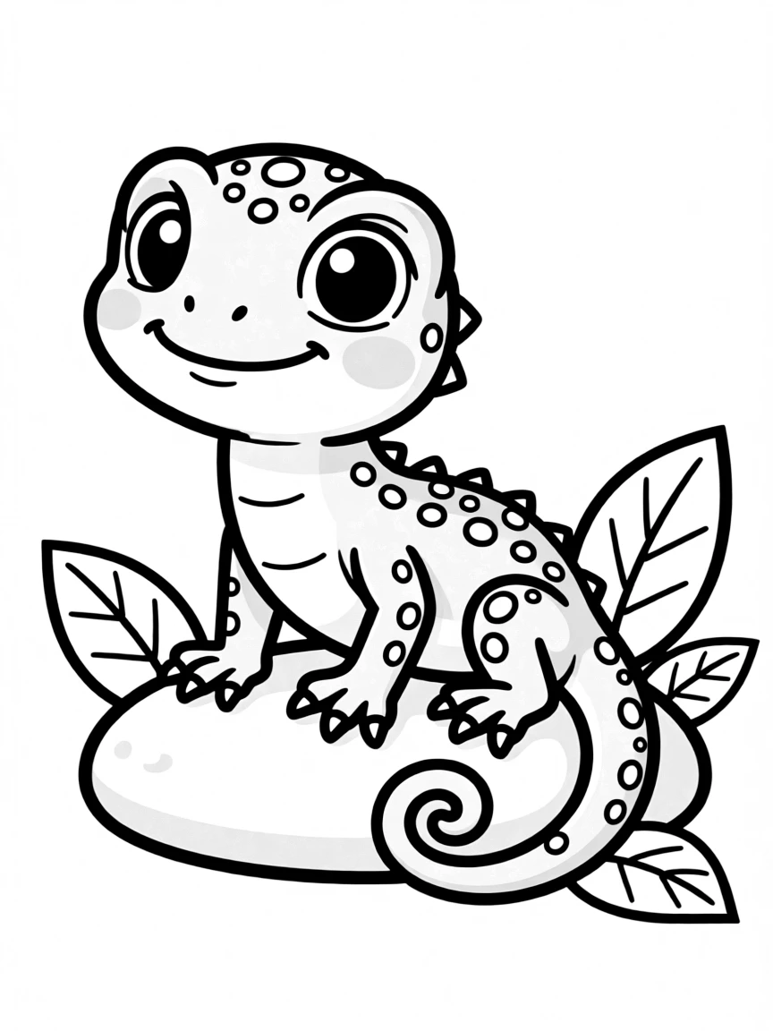A cute drawing of a tiny lizard.