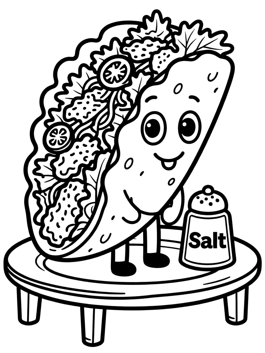 A cute drawing of a delicious taco.